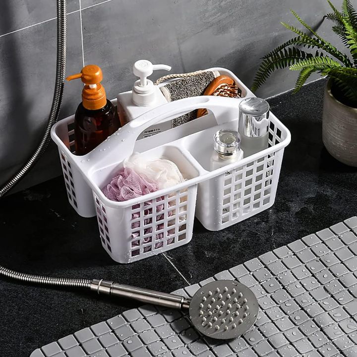 Plastic Bathroom Basket Kitchen Sink Basket Shower Caddy Basket with Compartments, Portable Divided Cleaning Product Storage Organizer with Handle Storage Basket Organizer for Bathroom Kitchen Laundry Hand Tools Fruit Toiletries Multipurpose Basket