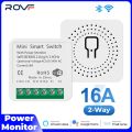 ROVF - Wifi Light Switch - 16A Power Monitor - 2way Controller - Voice Relay Timer - for Tuya Google Home/Alexa - 110-220V. 