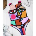 OIMG Funny Printed One Piece Swimsuit Women Swimwear Female Bathing Suit Swim C-Color L. 