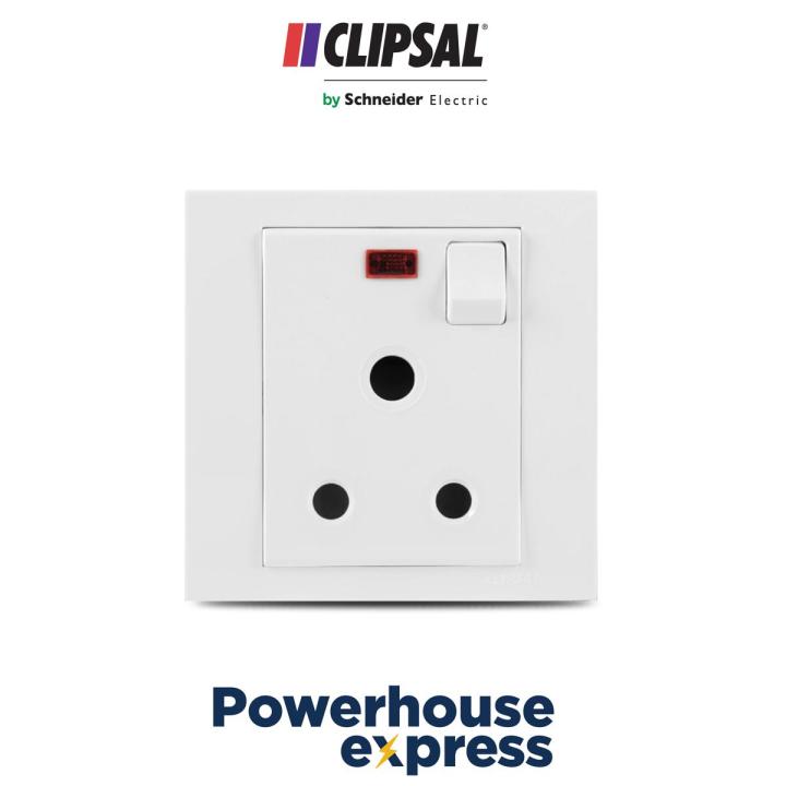 15A 3 Pin Round Switched Socket with Neon, Switch Board Power Plug with Neon Indicator, Round Switched Socket, Power Plug Switch, Power Switch for Residential and Commercial Purpose, 3 PIN Power Switch Socket, 15A Socket, VIVACE-CLIPSAL KB15/15N