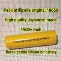 Pack of four, 18650 lithium ion cell ,  18650  1500 mah rechargeable 18650 battery cell 3.7 volt to 4.2 volt rechargeable battery tested capacity. 