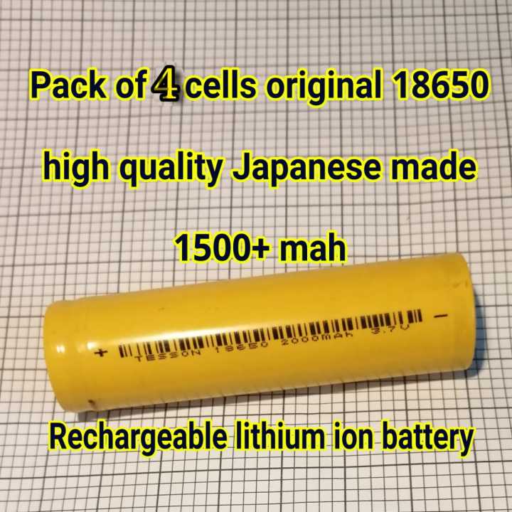 Pack of four, 18650 lithium ion cell ,  18650  1500 mah rechargeable 18650 battery cell 3.7 volt to 4.2 volt rechargeable battery tested capacity