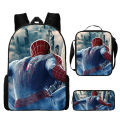 Spider-Man backpack three-piece set for elementary school students cartoon school bag, boys' backpack, superman model Spider-Man Batman. 