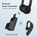 Bluetooth Adapter, Bluetooth 5.0 Audio Transmitter, Wireless Audio Adapter with USB and Optical for Switch Base, PS4, Xbox, TV, PC, 2 Devices Simultaneously, Plug and Play. 