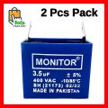 2 Pcs Monitor Capacitor 3.5 uF For Ceiling Fans and Motors High Quality. 