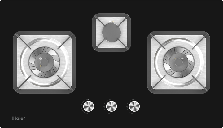 Haier HCC- Q57326  Kitchen Natural Stove ( 5KW Tornado Aluminium Burner + Flat Steel Pan Support + Electric Ignition + Flame Failure Device ) - Haier Warranty + Free Professional Installation By Haier