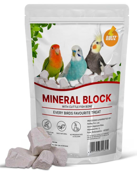 BOLTZ All Life Stages Natural Mineral Block with Cuttlefish Bone 250 gm for Birds