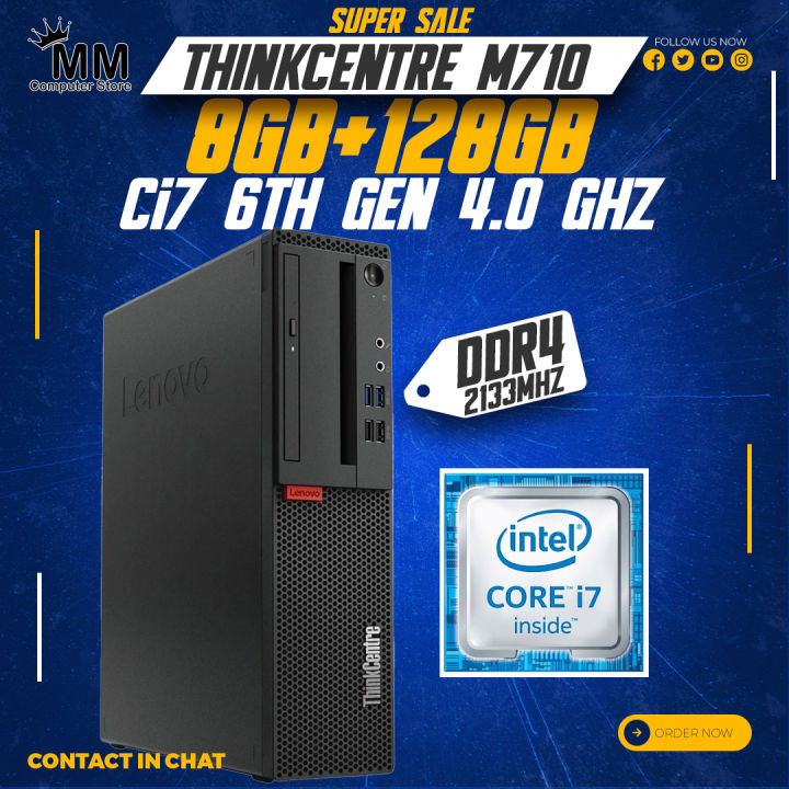 Core i7 6th Gen upto 4.0Ghz With DDR4 8GB RAM & 128GB NVME Lenovo ThinkCentre M710 Desktop Computer