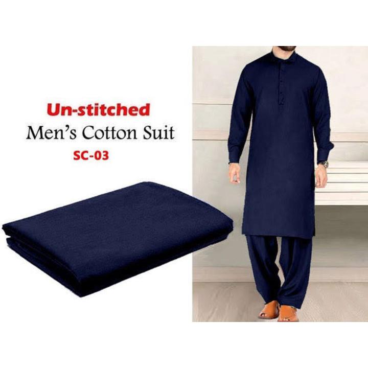 Blue un stitched cotton for men