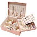 Leather Jewellery Organizer with Locker  2 Layers Cosmetics Ear Rings & Necklace_Hanging Holder  Jewelry Box Vanity Hanger Stand Fold able Makeup. 