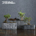 【Miga Plaza】Wei Green Creative Nordic Rectangular Stone-like Breathable Epipremnum Aureum Succulent Butterfly Orchid Bamboo Cement Flower Pot Large Indoor. 