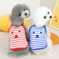 DY Loving Summer Pet Clothes Cat Sling Shirt Stripe Korean Dog Vest Teddy Bear Emoji Embroideried. 