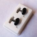 Luxury Crystal Cufflink oval-Nug Cufflinks Stud For Men - black. 