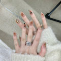 Hand-worn nail art nail piece Xiaohongshu autumn and winter new blush love nail stickers finished product detachable. 