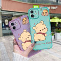 JIUMOO For OPPO Reno 7Z 5G Case With New Design Thin Phone Fashion Cartoon Winnie The Pooh Pattern Shockproof Square Edge Softcase Silicone Casing Full Cover Angel Eye Camera Protection Cases. 