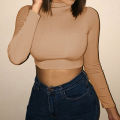 Women Bodycon T Shirt Autunmn Women Long Sleeve O-neck Crop Top Modis Sheath T Shirt Fashion Autumn Solid Tops. 