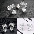 Fashion Women Lady Elegant Dolphin Ear Stud Earrings Gift Jewelry Rhinestone. 