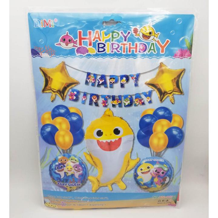 BABY SHARK THEME BIRTHDAY PARTY DECORATION SETS ( 24 ITEMS TOTAL IN A PACK )