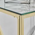 H-Insight Console Table - Gold Metal Geometric Design with Glass Top - Luxury Chrome Frame for Living Room and Hallway - Stylish Entryway Furniture. 