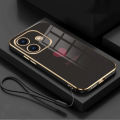realme Note 60 note60 50 Luxury Love Heart Casing Square Edges Plating Back TPU Soft Case with Lanyard Cover. 