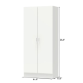 Haq furniture 2 Doors Wardrobe Armorie, Modern Bedroom Closet Cabinet with Clothes Rail, Storage Space Organizer, White. 