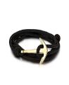 Jet Black Rope Chain Anchor Multilayer Bracelet. 