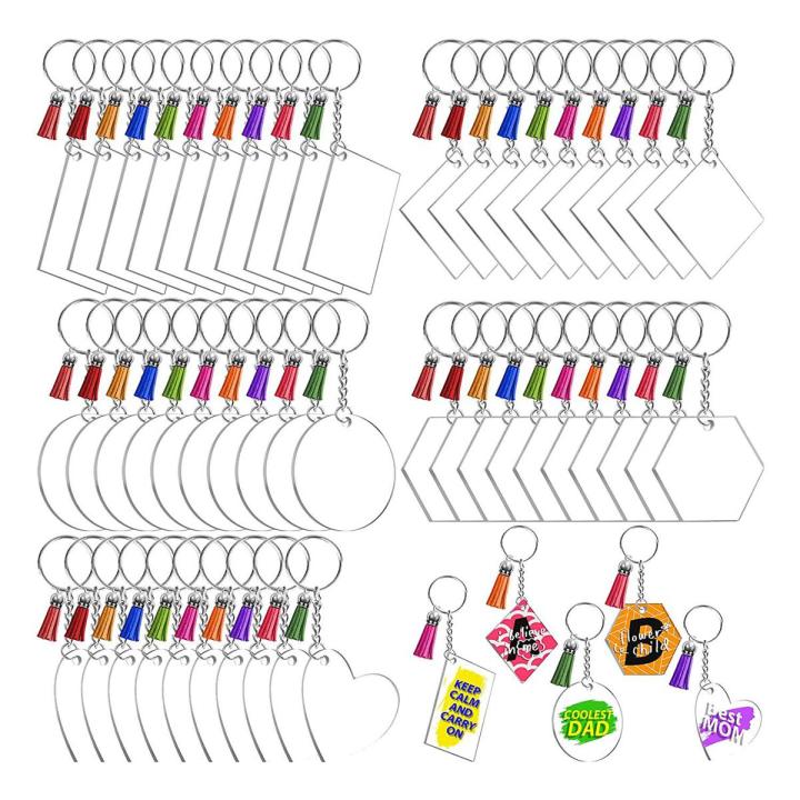 50 Sets Blank Keychains for Vinyl, Acrylic Keychain Blanks