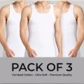 Pack of 3  Men's  Sando Banyan - Cotton Vest - White Sando Inner wear. 