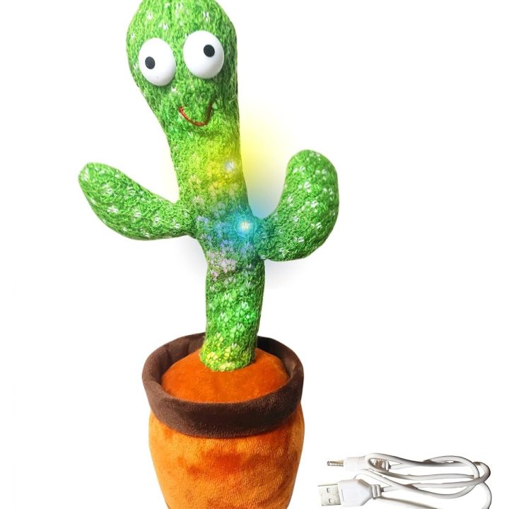 Dancing Cactus Talking Toy, Cactus Plush Toy, Wriggle & Singing Recording Repeat What You Say Funny Education Toys for Babies Children Playing(Cactus Toy)