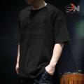 Men's drop shoulder embossed printed t-shirt. 