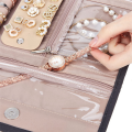 Jewelry Organizer Roll Foldable Jewelry Storage Bag Portable Travel Jewelry Case Soft Earrings Bracelet Storage Holder Durable Black. 