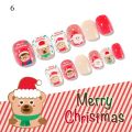 24pcs Box Christmas Nails Children Full Cover False Nails Press on Nails Self-adhesive Nail Tips Kids Nail Art Decorations. 