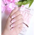New 12 pcs Simple French small fresh finished nail piece jelly nude pink French white edge,Shape Natural Women Artificial Acrylic Fashion Coffin, Ballerina nails for girls, polygel nail kit. 