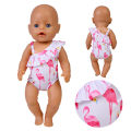 【hot】 Baby Doll Summer Clothes For 43 Cm Born Baby Doll Swim Clothes 17 Inch Toys For Girls Flamingo Swim American Girl Doll Bikini. 
