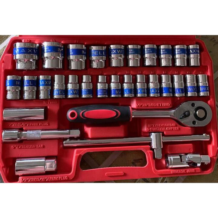 32 in 1 Heavy Duty Multi Purpose Tool Kit Set, Wrench 1/2" Socket Set with Ratchet