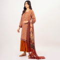 Maahru Unstitched Fabric for women and girls - 2 piece - Shirt and Dupatta - Block-Me-Red. 