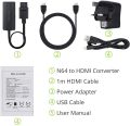 LiNKFOR N64 to HDMI Converter Adapter with Power Adapter and HDMI Cable HD Link Cable for N64 SNES to HDMI Converter GC to HDMI Adapter Compatible with N64 GC SNES. 
