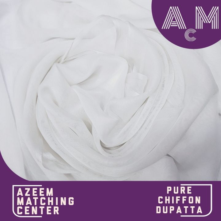 KB White Color Premium Pure Chiffon Dupatta For Girls / Ladies - Dyeable dupatta
