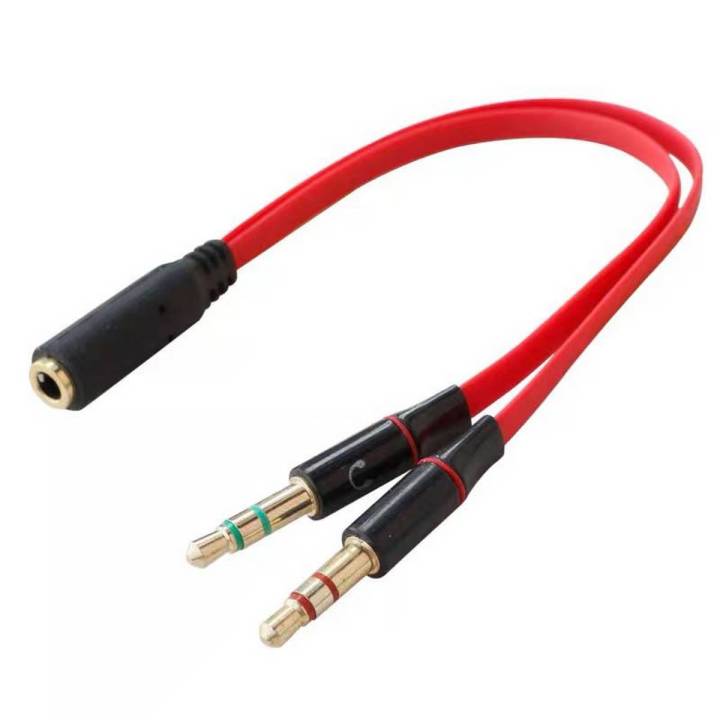 (Each) Audio Stereo Plug 3.5mm 1 Male to 2 Female Adapter Cable Spliter Connector microphone and Headphone