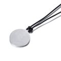 Men's Necklace Wisdom Quotes Serenity Prayer Round Stainless Steel Pendant With Leather Rope Chain Choker 20 in. 