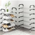 4 and 5 Tiers Shoe Rack Compact Space Saving Footwear Trainer Shoes Storage Organizer - Stainless Shoe Rack 4 and 5-Layers. 