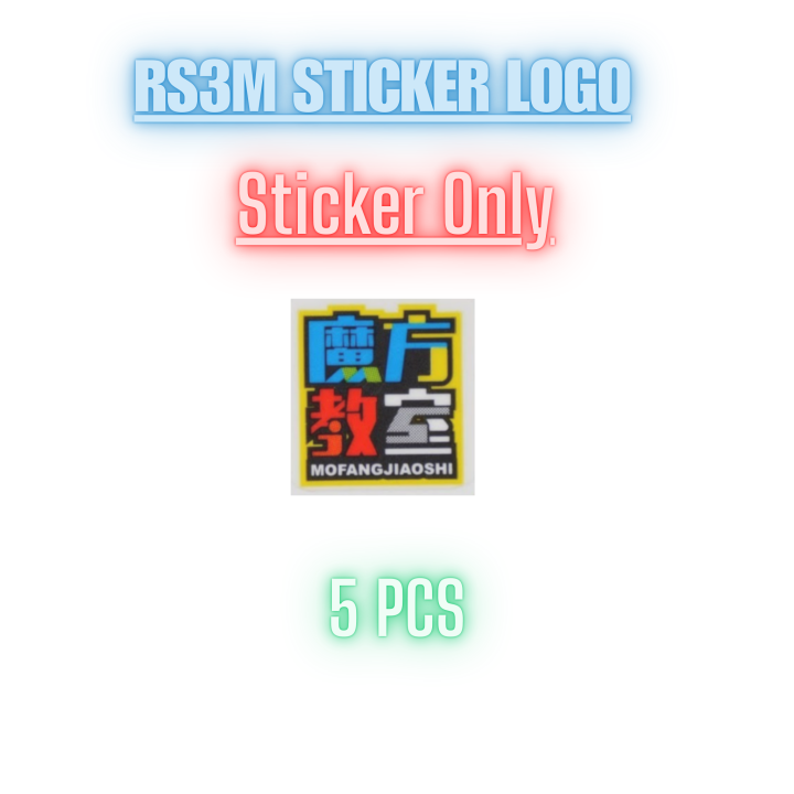 RS3M Sticker Logo, 3x3 Cube Logo Stickers, Rubik Cube sticker logo 5pcs