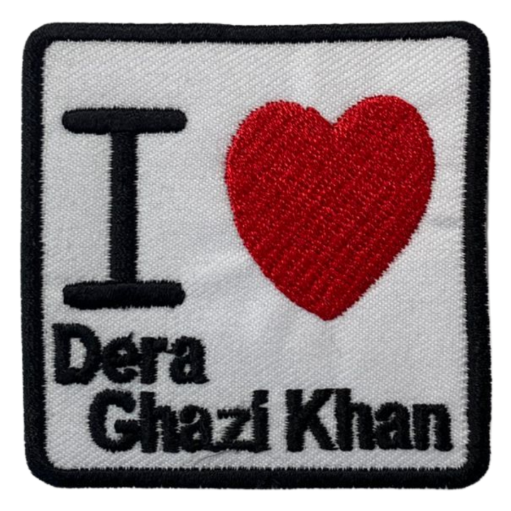 I Love DERA GHAZI KHAN Embroidered Iron On Patch Sew On Badge Bags Caps Jeans and Jackets