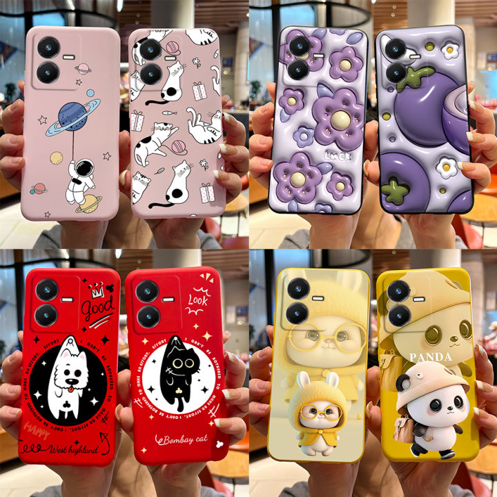 For Vivo Y22 Case Vivo Y22s V2206 V2207 Cute Rabbit Panda Cover Shockproof Phone Case For Vivo Y22 Y 22 s VivoY22 s Soft Fundas