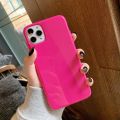 Silicone Solid Neon Fluscent Yellow Green Phone Case For iPhone 13 12 11 Pro Max X XS XR 8 7 Plus SE 2020 Case Soft Cover Red. 