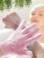 Shower Bath Glove Exfoliating Bath Hand Glove Scrubber Sponge For Bathing And Scrubbing Gloves For Body Bathroom Accessories Dead Skin Remover 100% Nylon (Polyster) | bath gloves for women, kids and men | Loofah Washing Soft Foot Showering Scrubs & Bubble. 