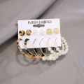 Fashion Gold Hoop Earrings Set Women Pearl Hoop Earrings Oversize Metal Circle Punk Earring Fashion Jewelry. 