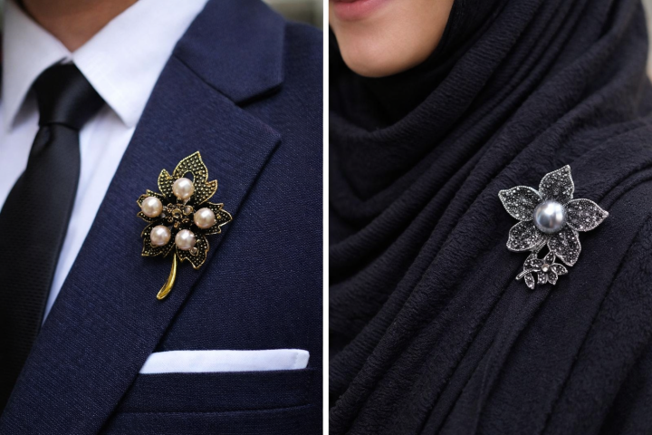 🌟1 Piece Elegant Pearl Flower & Leaf Style Rhinestone Brooch – Perfect ...