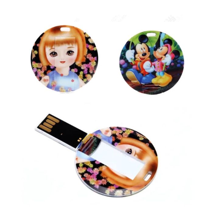 4GB 8GB 16gb 32gb Round credit card usb flash drive with full color logo printing custom usb flash drive (Over 10 Pcs free Logo)