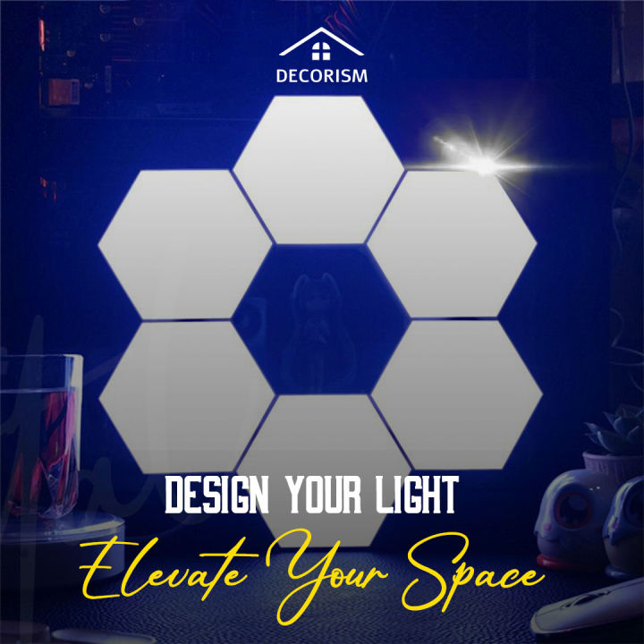 Smart RGB LED Hexagonal Light Touch-Sensitive Multi-Color DIY Modular Panels with App Control for Modern Home Decor